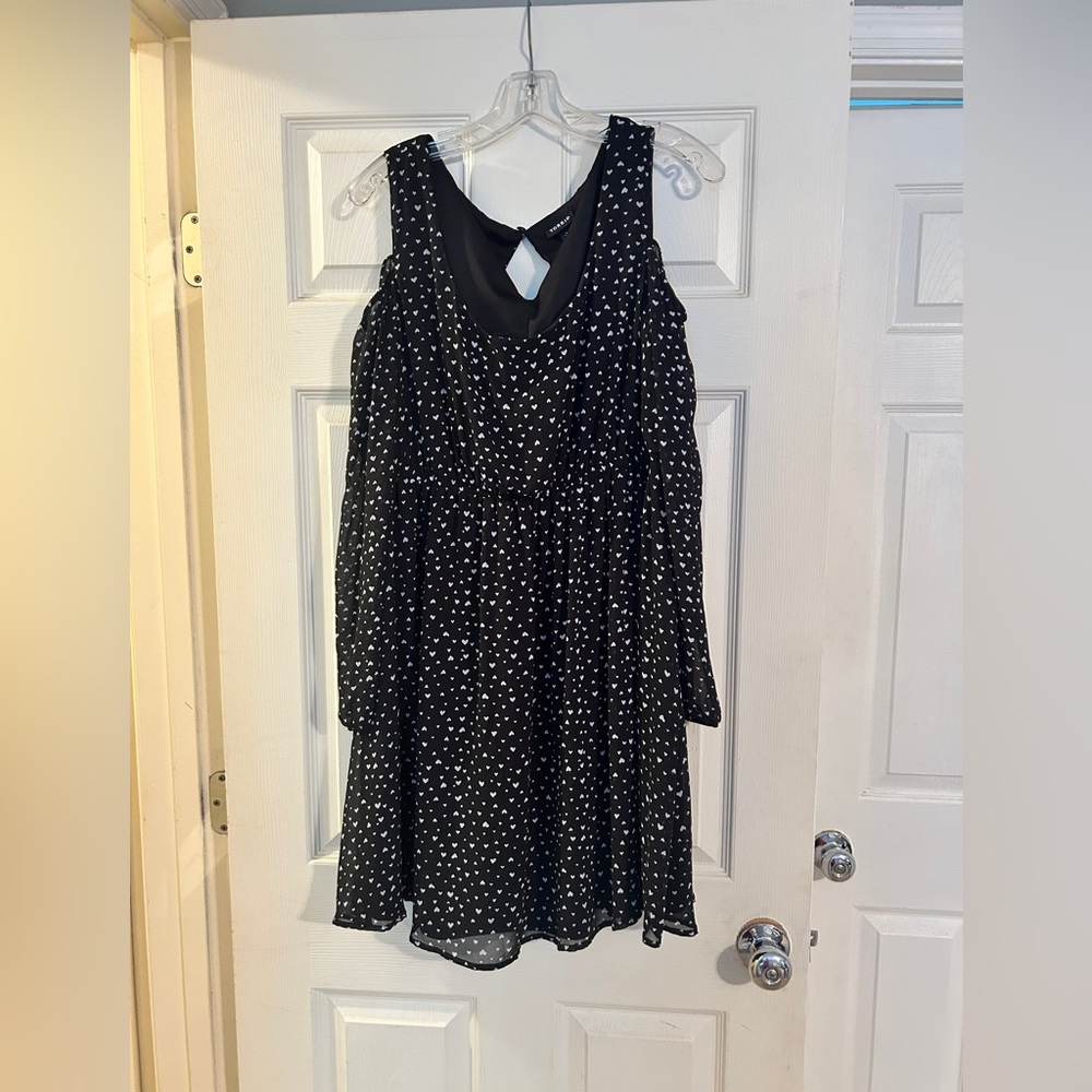 Torrid Cold Shoulder Heart Print Skater Dress